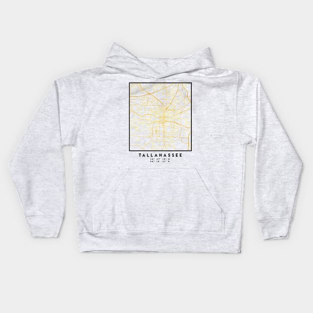 TALLAHASSEE FLORIDA CITY STREET MAP ART Kids Hoodie by deificusArt